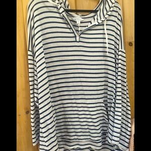 Market and Spruce Stripped White and Blue Hoodie Size 3x